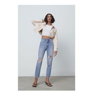 Zara ripped mom fit jeans